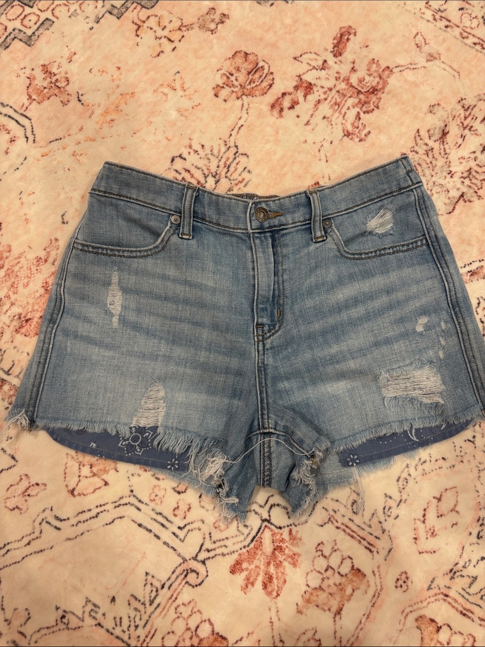 Vintage style Light Blue Distressed Denim Women's Shorts